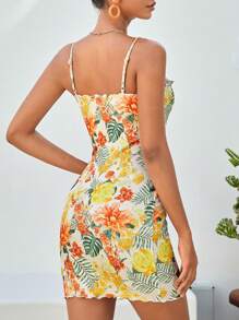 Soleia Vestido ajustado de tirantes con estampado tropical - Multicolor - Ver 2