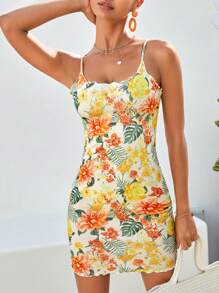 Soleia Vestido ajustado de tirantes con estampado tropical - Multicolor - Ver 6