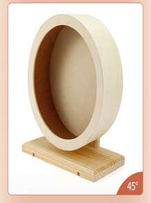 1pc Wooden Hamster Exercise Wheel - Beige - View 3
