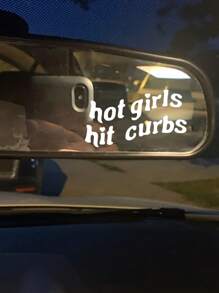 1pc Letter Graphic Car Sticker - White - View 1