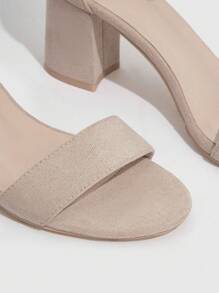 CUCCOO BIZCHIC 女士鞋扣装饰粗跟优雅米色仿麂皮踝带凉鞋夏季毕业高跟鞋舞会高跟鞋度假鞋夏季促销返校鞋大学生鞋优雅基础款商务休闲商务时尚圣诞节秋季新年假期 - 杏色 - 查看 7