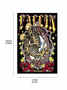 Studio Chunk 1入組骷髏圖案浴簾深色防水浴簾 - 彩色 - 查看 3