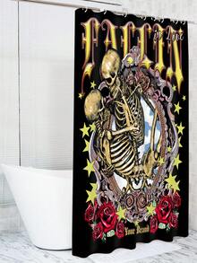 Studio Chunk 1入組骷髏圖案浴簾深色防水浴簾 - 彩色 - 查看 4