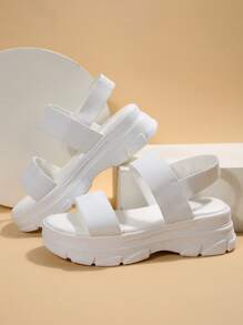 Women Minimalist Sport Sandals, Elastic Sporty Sandals - White - View 4