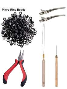 200入組微戒指珠子和1入組鉗和2入組髮夾和2入組工具套裝 - 彩色 - 查看 2