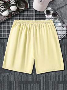 Manfinity Hypemode Men Letter Graphic Drawstring Waist Shorts - Yellow - View 2