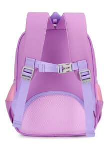 Cô gái Cat & Letter Đồ họa Polyester Zipper Chức năng Ba lô - Màu tím - Xem 2