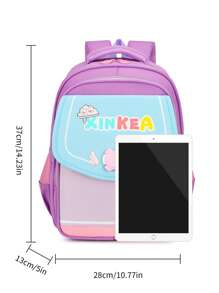 Cô gái Cat & Letter Đồ họa Polyester Zipper Chức năng Ba lô - Màu tím - Xem 4