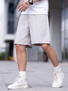 Manfinity Hypemode Men Slant Pocket Bermuda Oversize Denim Shorts - Grey - View 7