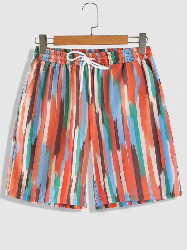 Manfinity Chillmode Men Random Print Drawstring Waist Shorts SHEIN UK