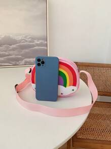 Girls Star & Rainbow Pattern Adjustable Zipper Square Bag - Multicolor - View 5