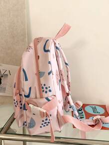 Cute Hundred School Shoulder Backpack Includes Pendant, Flower Printed Backpack, Kawaii Style Student Schoolbag, Girls Travel Backpack, Kids Backpacks