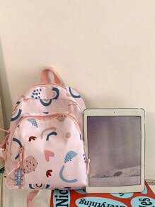 Cute Hundred School Shoulder Backpack Includes Pendant, Flower Printed Backpack, Kawaii Style Student Schoolbag, Girls Travel Backpack, Kids Backpacks