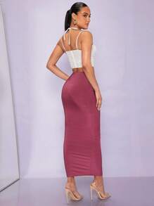 SHEIN BAE 不對稱下擺蕾絲吊帶上衣 - 白色 - 查看 4