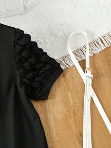 休閒純色女童連衣裙 - 黑色 - 查看 4