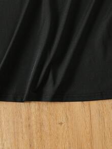 休閒純色女童連衣裙 - 黑色 - 查看 5