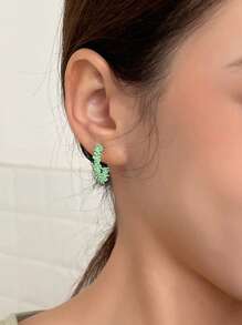 DAZY Bông tai vòng bít tối giản - màu xanh lá - Xem 5