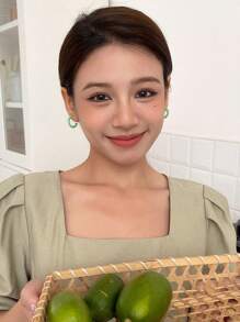 DAZY Bông tai vòng bít tối giản - màu xanh lá - Xem 6