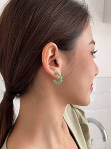 DAZY Bông tai vòng bít tối giản - màu xanh lá - Xem 7