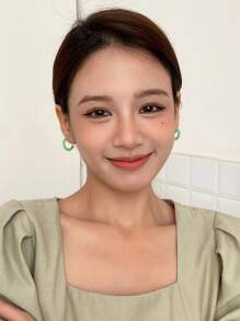 DAZY Bông tai vòng bít tối giản - màu xanh lá - Xem 8