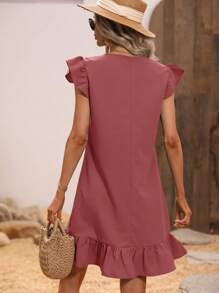 SHEIN LUNE 素色荷葉邊娃娃裙 - 西瓜粉 - 查看 2