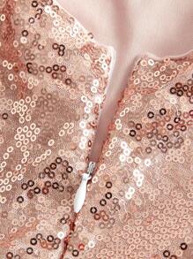 GENKIRA Surplice Neck Sequin Dress Sparkly Dress - Baby Pink - View 4