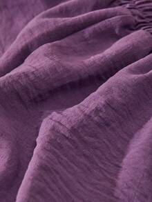 RueChic Girls Solid Shirred Waist Shorts - Purple - View 3