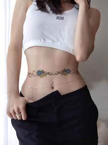 1張花卉圖案紋身貼紙 - 彩色 - 查看 1