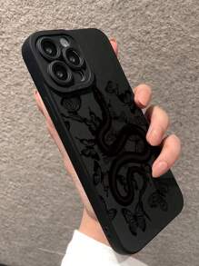 Snake & Butterfly Print Phone Case Goth Phone Case Compatible With iPhone 15/15Pro/15Plus/15Promax - Multicolor - View 3