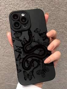 Snake & Butterfly Print Phone Case Goth Phone Case Compatible With iPhone 15/15Pro/15Plus/15Promax - Multicolor - View 4