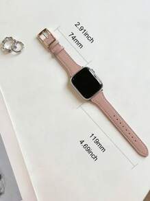 1入組針腳細節素色錶帶適用於Apple Watch - 粉色 - 查看 3