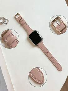 1入組針腳細節素色錶帶適用於Apple Watch - 粉色 - 查看 4