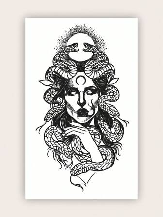 1張人像圖案紋身貼紙