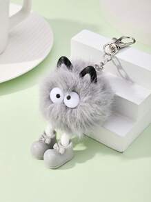 卡通设计毛绒包饰可爱风格包袋配饰礼物礼品配饰装饰适合少女女士大学生新秀和白领人士的礼物有趣的礼物，有趣的礼物汽车配饰女士钥匙扣饰 - 彩色 - 查看 1