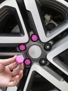 20pcs 19mm Pink Silicone Car Wheel Tyre Hub Screw Bolt Nut Cap Cover - Pink - View 1