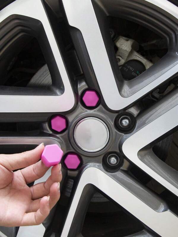 20pcs 19mm Pink Silicone Car Wheel Tyre Hub Screw Bolt Nut Cap Cover