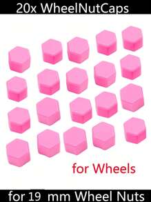 20pcs 19mm Pink Silicone Car Wheel Tyre Hub Screw Bolt Nut Cap Cover - Pink - View 3