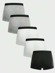 Men 5pcs Contrast Binding Boxer Brief - Multicolor - View 2