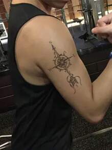 1 tấm Nhãn dán hình xăm hoa văn la bàn - màu đen - Xem 3