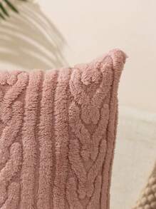 1 pieza unicolor polvoriento rosado de peluche Funda de cojín sin suave elástico Manta Funda para almohada para doméstico - Rosa vieja - Ver 6