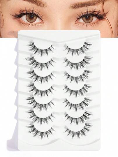  MAGEFY 7/11/14 Pairs Natural Criss-Cross Full Strip Lashes, Transparent Lash Band, Suitable For Daily Wear, Cartoon Style, Travel Essential
