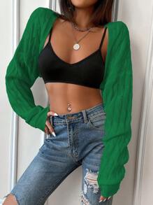 SHEIN Privé Nữ Cardigans màu trơn Giải trí - màu xanh lá - Xem 6