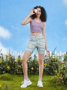 TOM & JERRY X SHEIN 卡通圖案騎行褲 - 彩色 - 查看 4