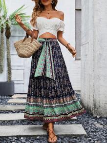 Breezaya Váy nữ Thắt lưng Xếp li Tất cả trên in Boho - Nhiều màu - Xem 3