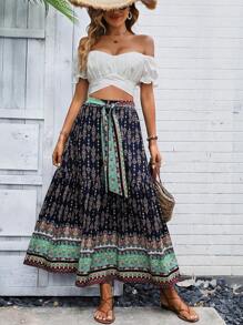 Breezaya Váy nữ Thắt lưng Xếp li Tất cả trên in Boho - Nhiều màu - Xem 4