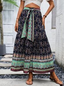 Breezaya Váy nữ Thắt lưng Xếp li Tất cả trên in Boho - Nhiều màu - Xem 6