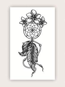 Pegatina Tatuaje De Un Solo Atrapasueños - Negro - Ver 1