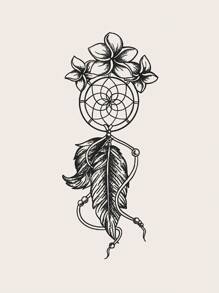 Pegatina Tatuaje De Un Solo Atrapasueños - Negro - Ver 2