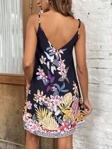 SHEIN LUNE 熱帶圖案吊帶連衣裙 - 彩色 - 查看 4