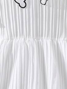 SHEIN Đầm Gái Sò điệp phân lớp Tương phản ràng buộc màu trơn Dễ thương - trắng - Xem 6